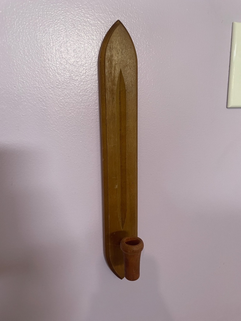 Wooden Wall Sconce Candle Holder in Brown homco vintage